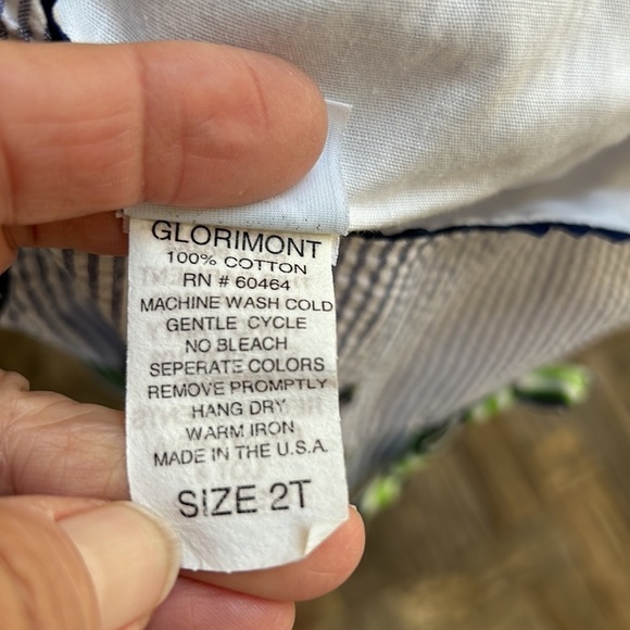 Glorimont Seersucker Navy Girls Dress - Picture 7 of 8